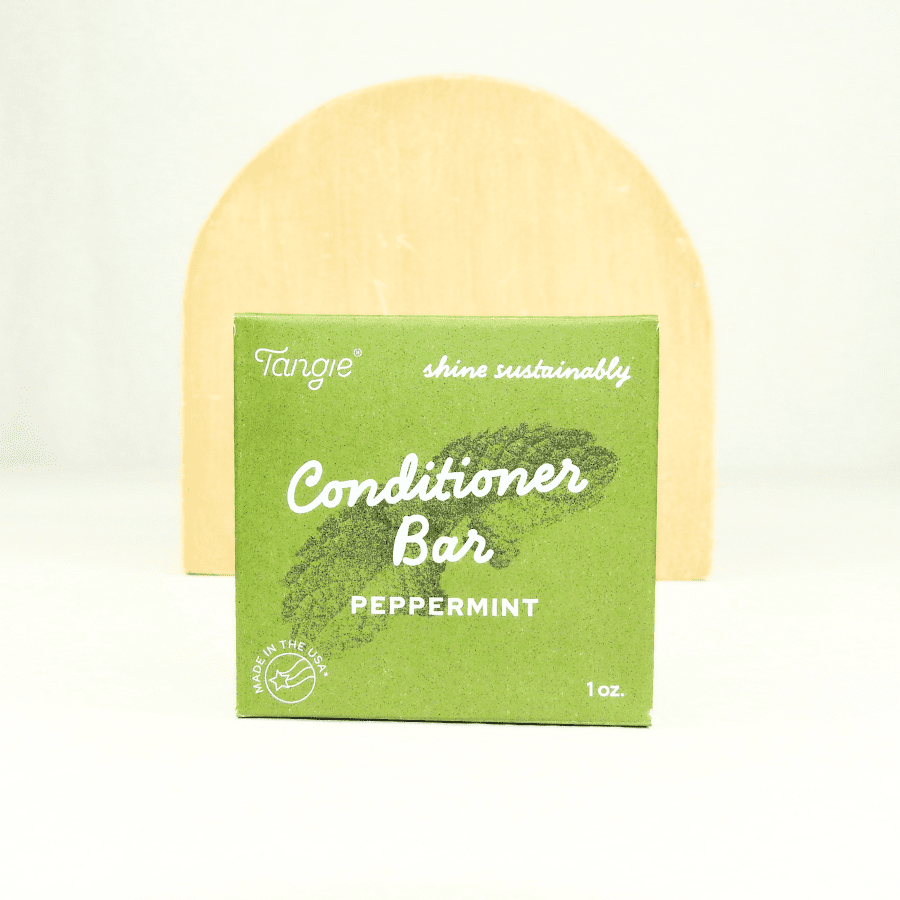 Tangie Peppermint Conditioner Bar in paper packaging – plastic-free hair care product made in the USA