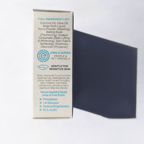 Tangie Laundry Liquid Soap – Ingredients List on New Box Design